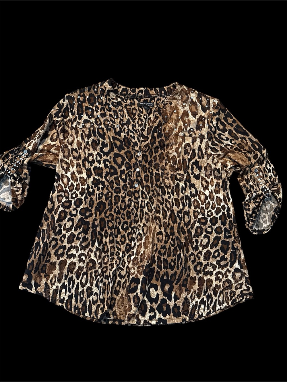 Ava & Grace Leopard Print Blouse - Brown Black Cream